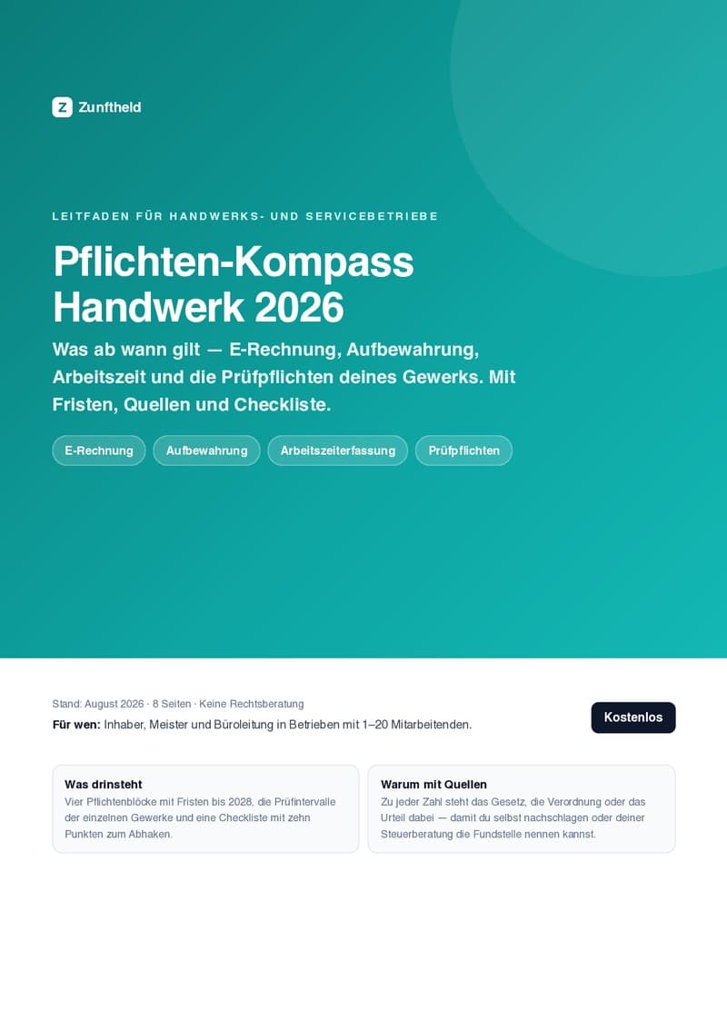 Titelseite des Leitfadens Pflichten-Kompass Handwerk 2026