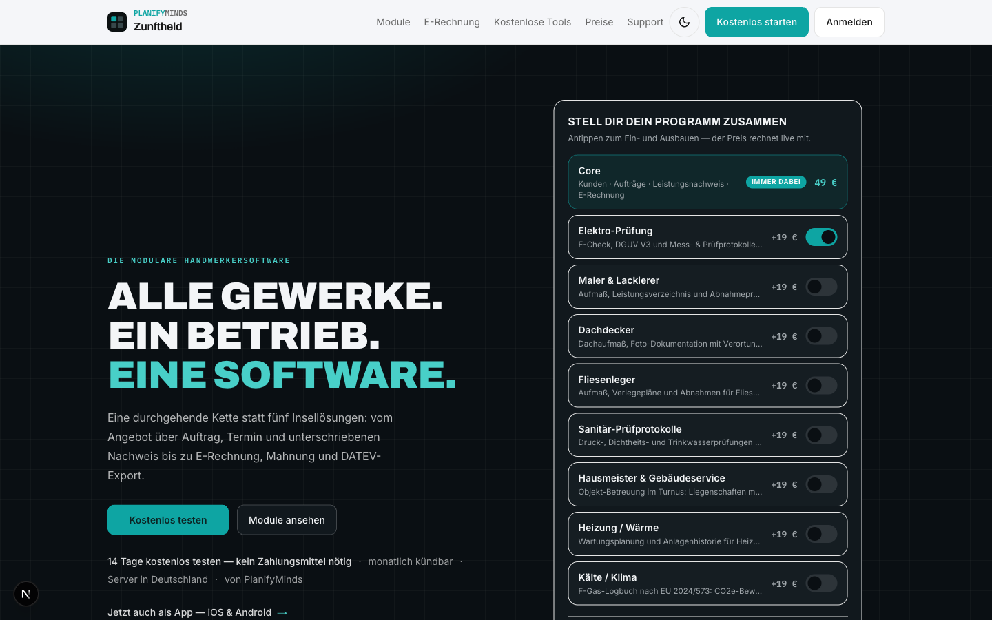 Screenshot: Startseite